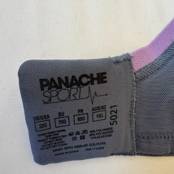 EUC Panache Women's Ultimate High Impact Underwire Sports Bra, Gray, Size 32G - Picture 15 of 16